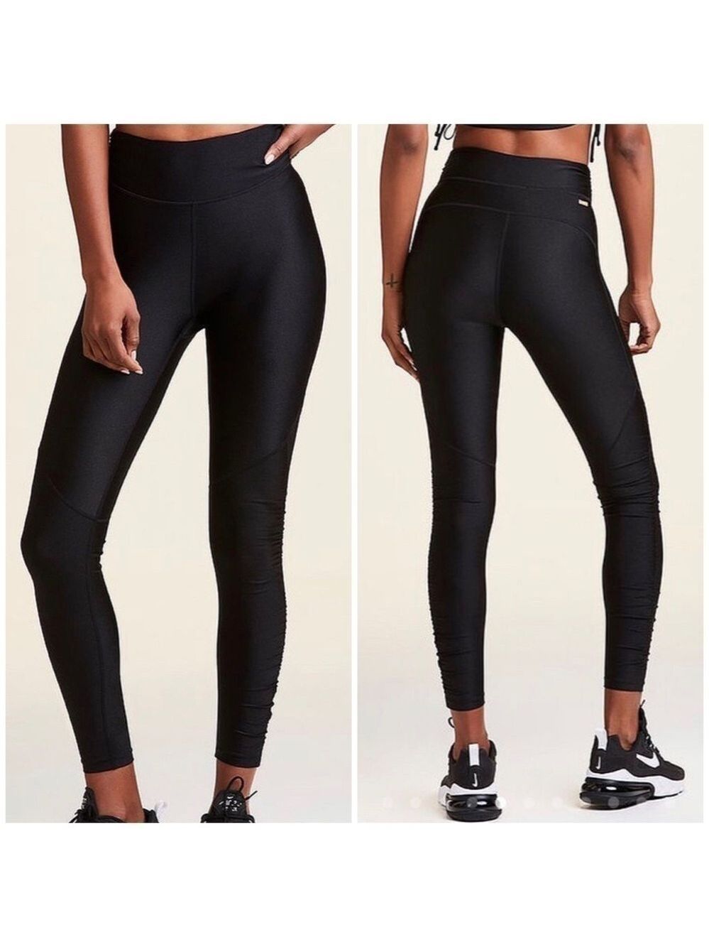 ALALA Black Shine High Waisted Cinch Tights Leggings